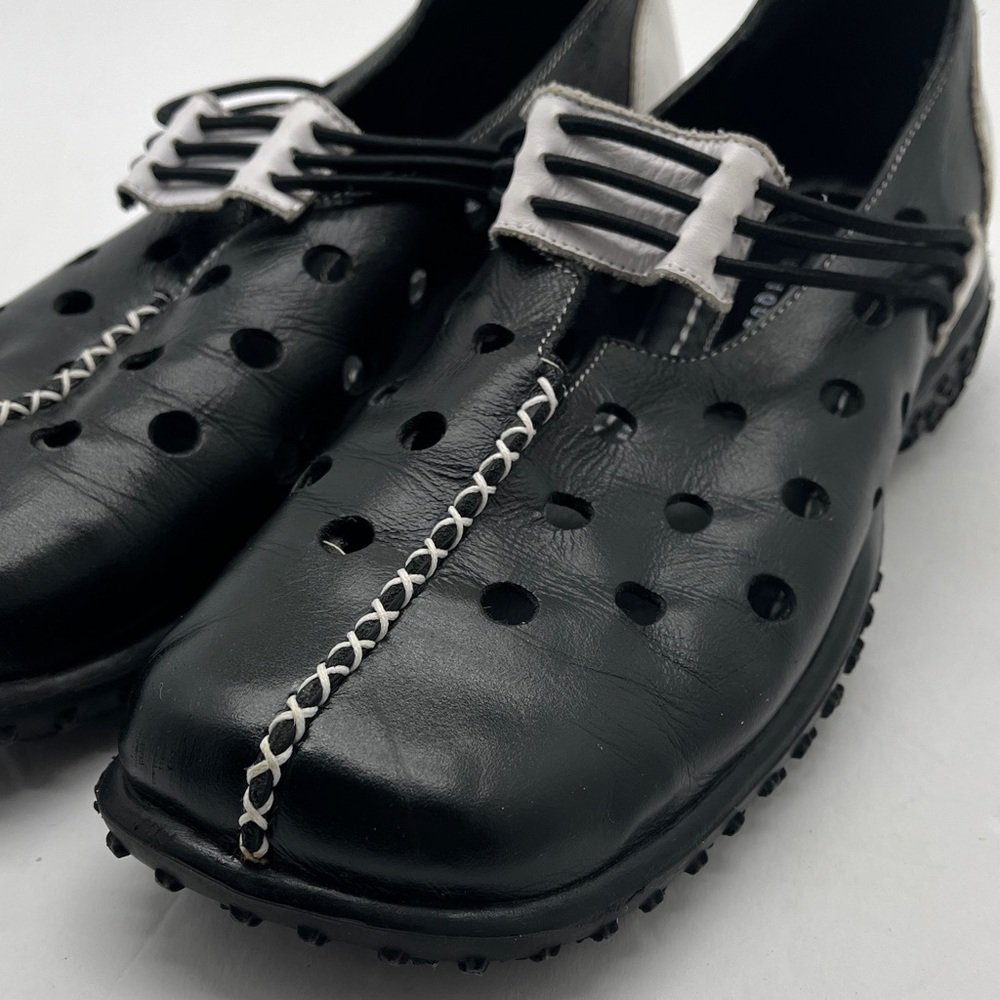 Edward Forrer Unique Leather Shoes Women 37/6.5-7 Black White Comfort Breathable